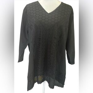 Elegant Black Lace Women's Top L-XL